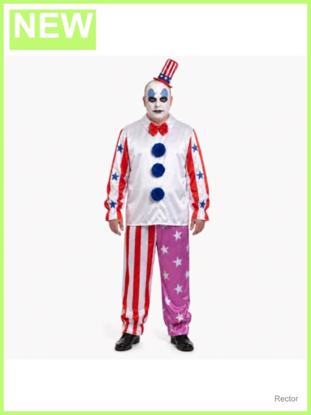 Men's Clown Costume Set Halloween Circus Outfit with Hat Bow Tie